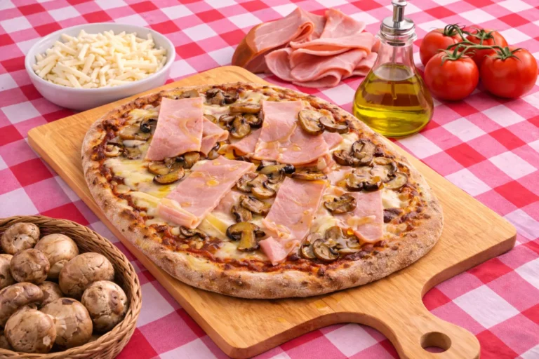 Pinsa romana prosciutto funghi artesanal en Aranjuez